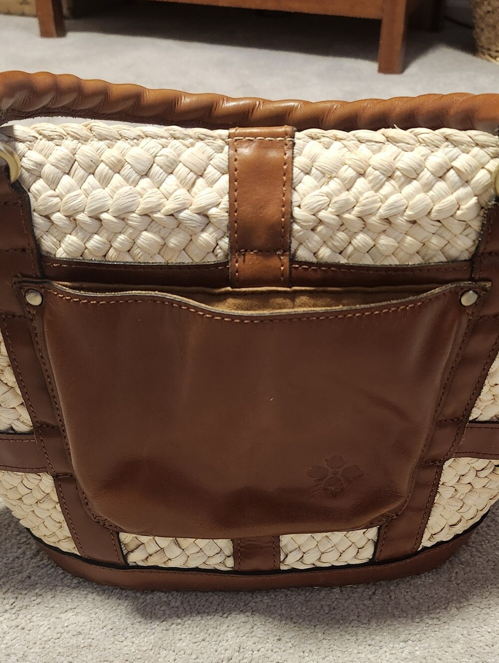 Patricia Nash Leather & Straw Woven Tote Purse EUC - Picture 5 of 10